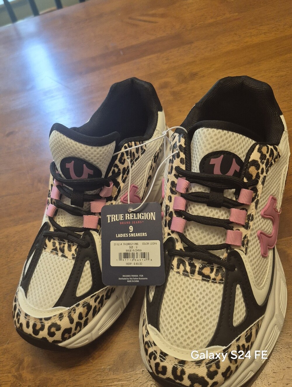 True Religion White Leopard & Pink Accent Women's Sneakers